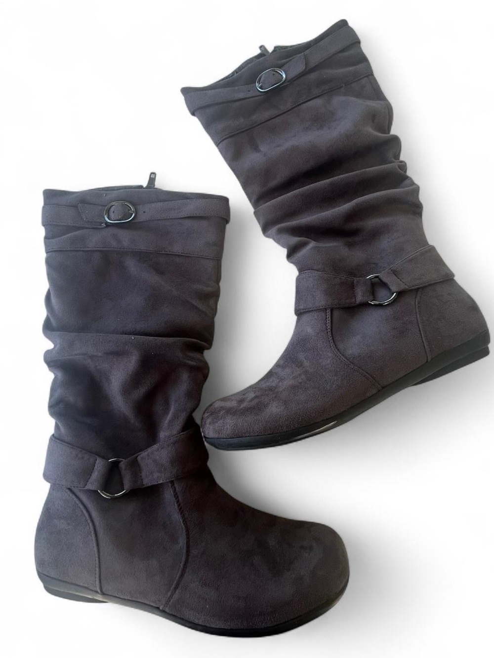 Logan Slouchy Mid-Calf Boots Gray Size 7.5M Casual Cozy Fashion Boots